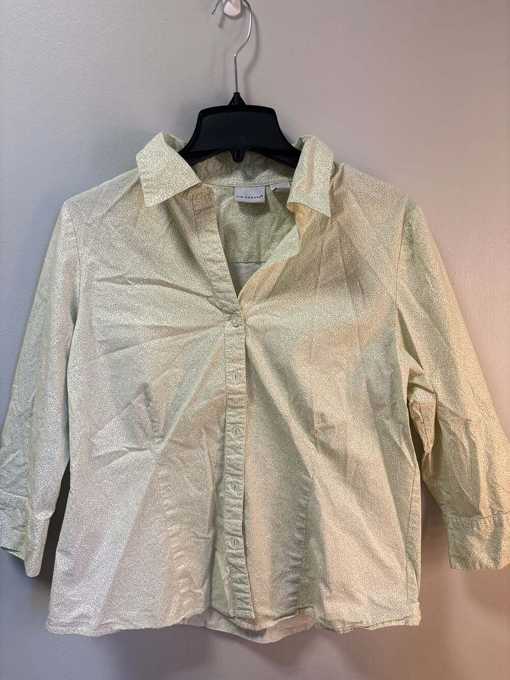Kim Rogers Long Sleeve Button-Up Shirt with Abstract Print, Size XL